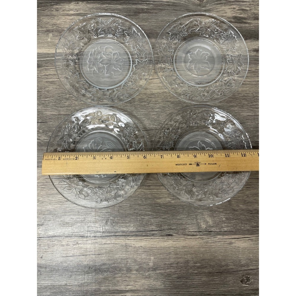 Princess House‎ Fantasia Crystal Saucers Set of 4 Floral Etched 6" Plates - Picture 4 of 5